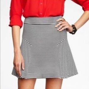 Express striped fit and flare back zip mini skirt 6